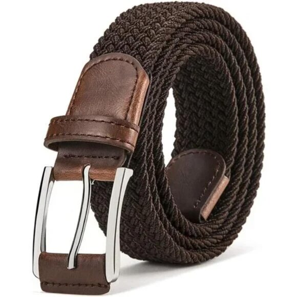 Boutique Other - NEW MENS Woven Braided Belt Coffee Stretch Adjustable Belt
